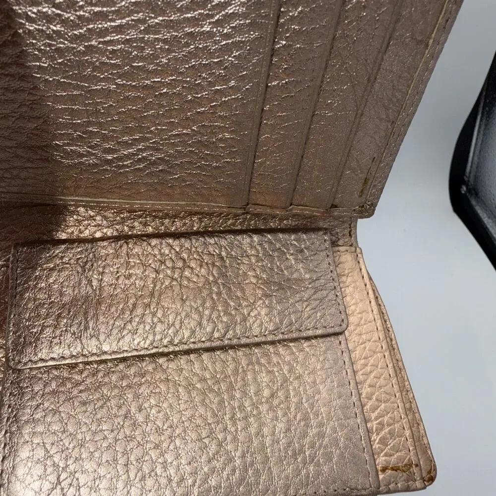 Charm And Luck Folded Wallet Billfold Studded Rose Tone Leather Copper Western